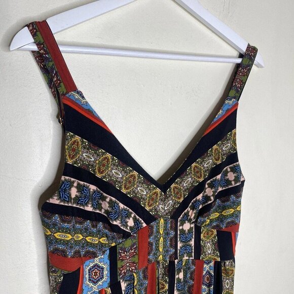 Tahari Mixed Pattern Patchwork Boho Long Maxi Dress Summer Size XS - Picture 5 of 15